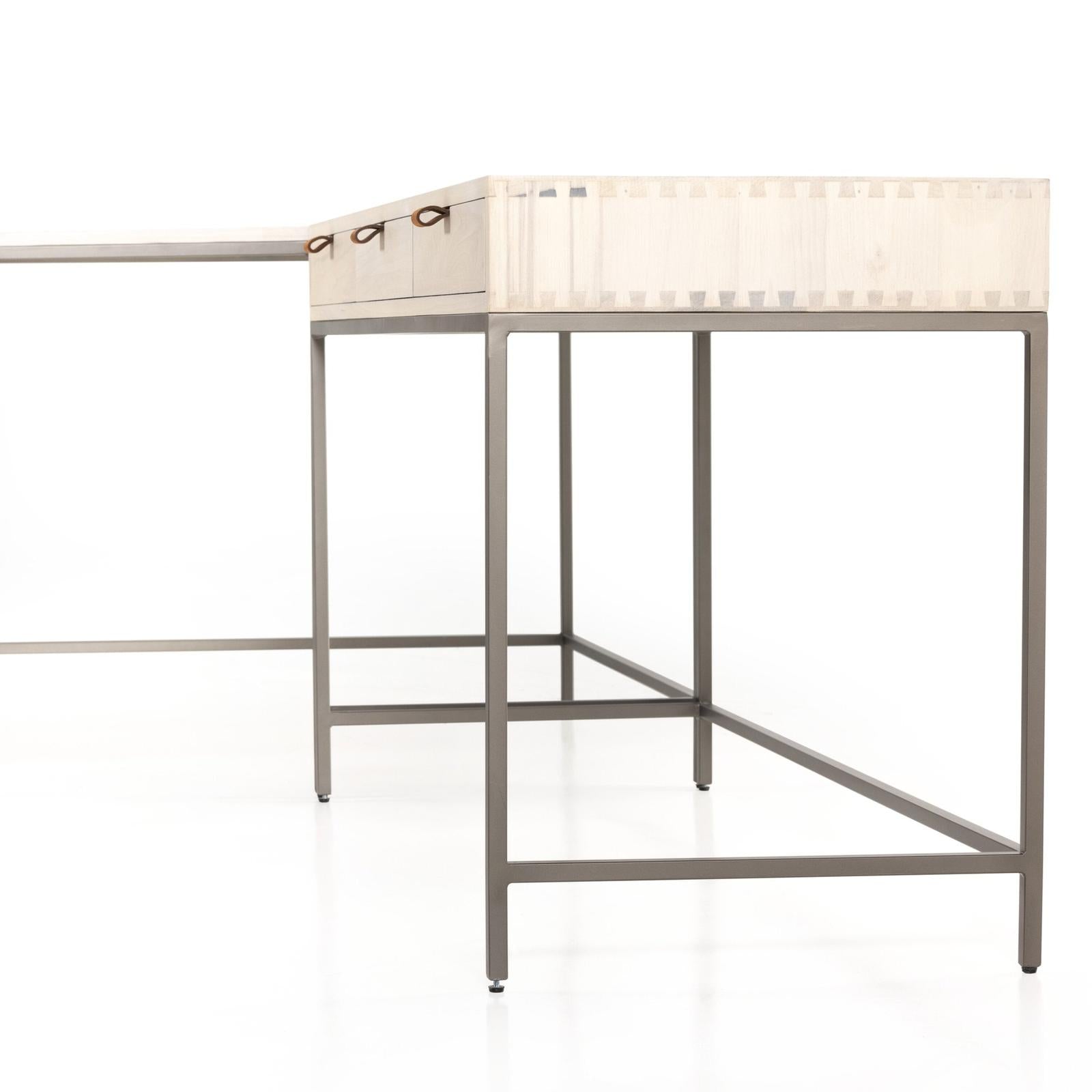 Four Hands Trey L-Shaped Desk System With Filing Cabinet