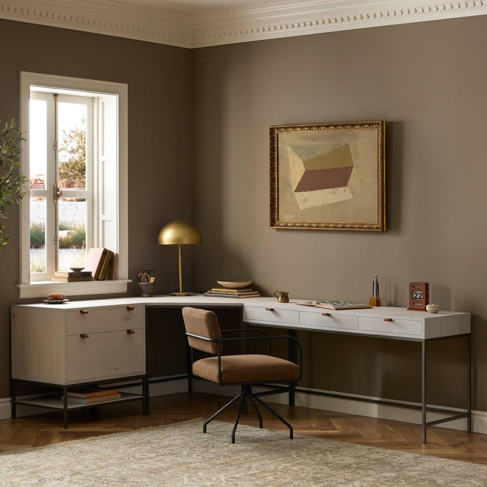 Four Hands Trey L-Shaped Desk System With Filing Cabinet