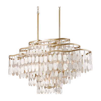 Corbett Dolce 12 Light Champagne Leaf Linear Ceiling Light