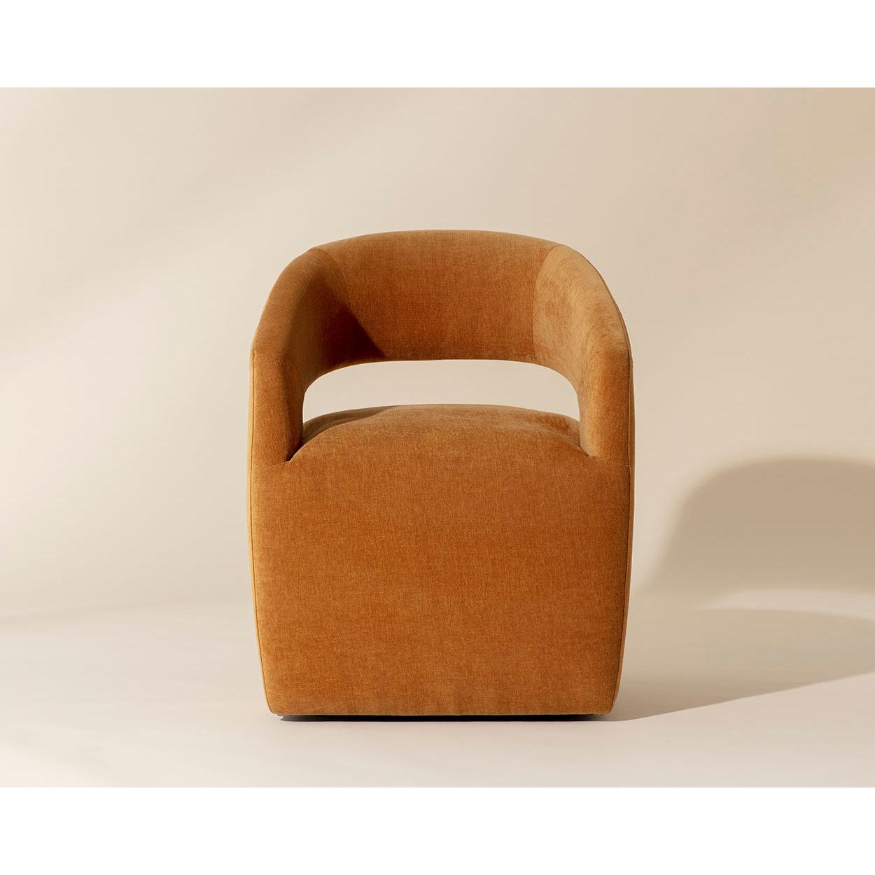 Sunpan Lloret Wheeled Dining Armchair, Amber