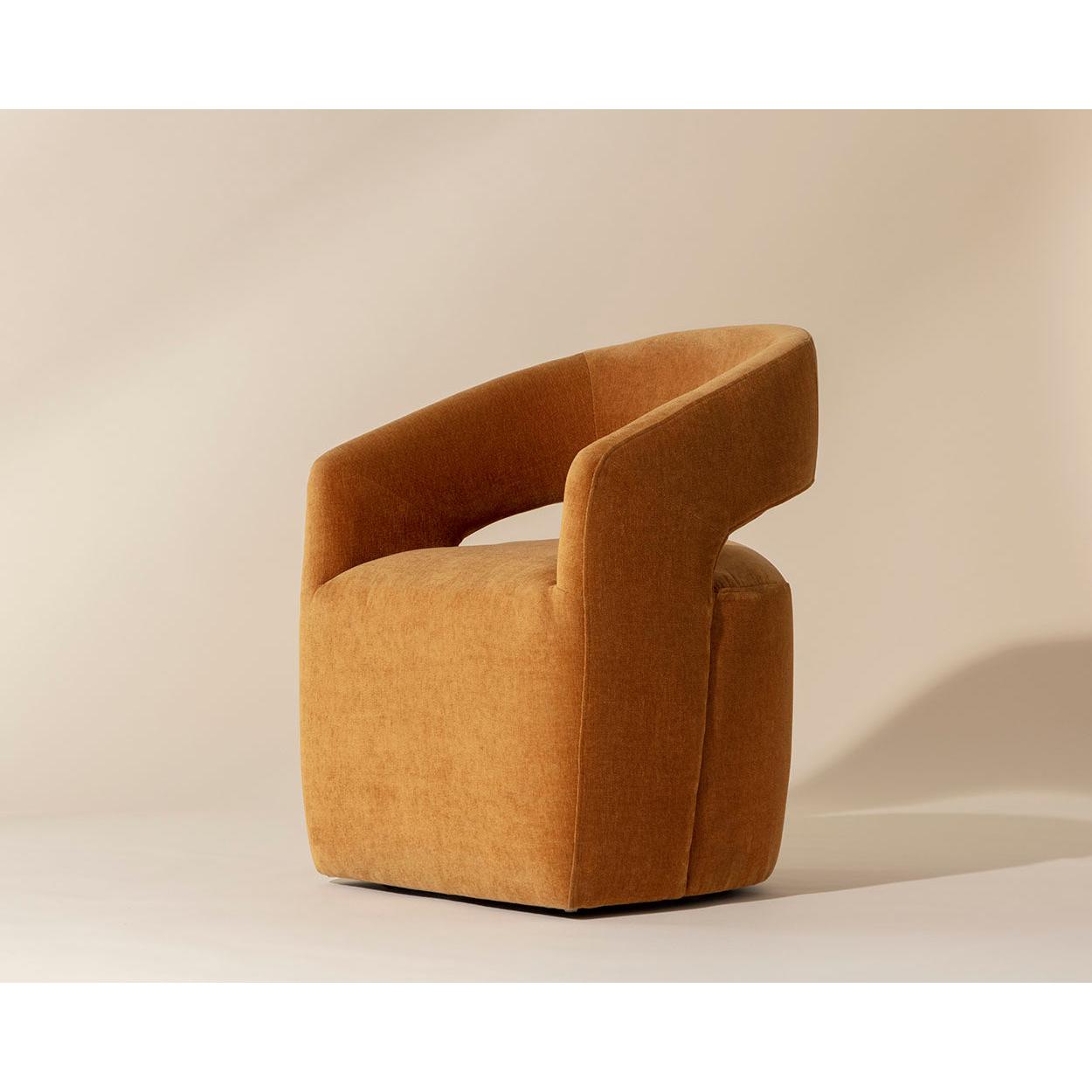 Sunpan Lloret Wheeled Dining Armchair, Amber