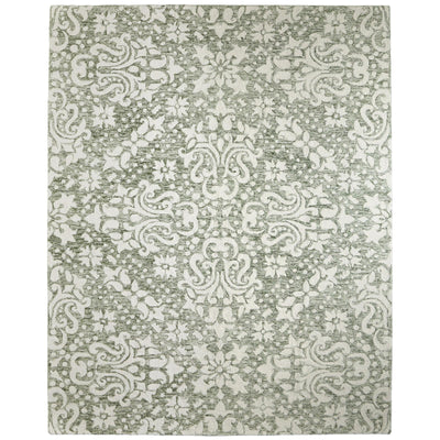 Feizy Belfort 8A28F Traditional Floral & Botanical Rug in Ivory/Green