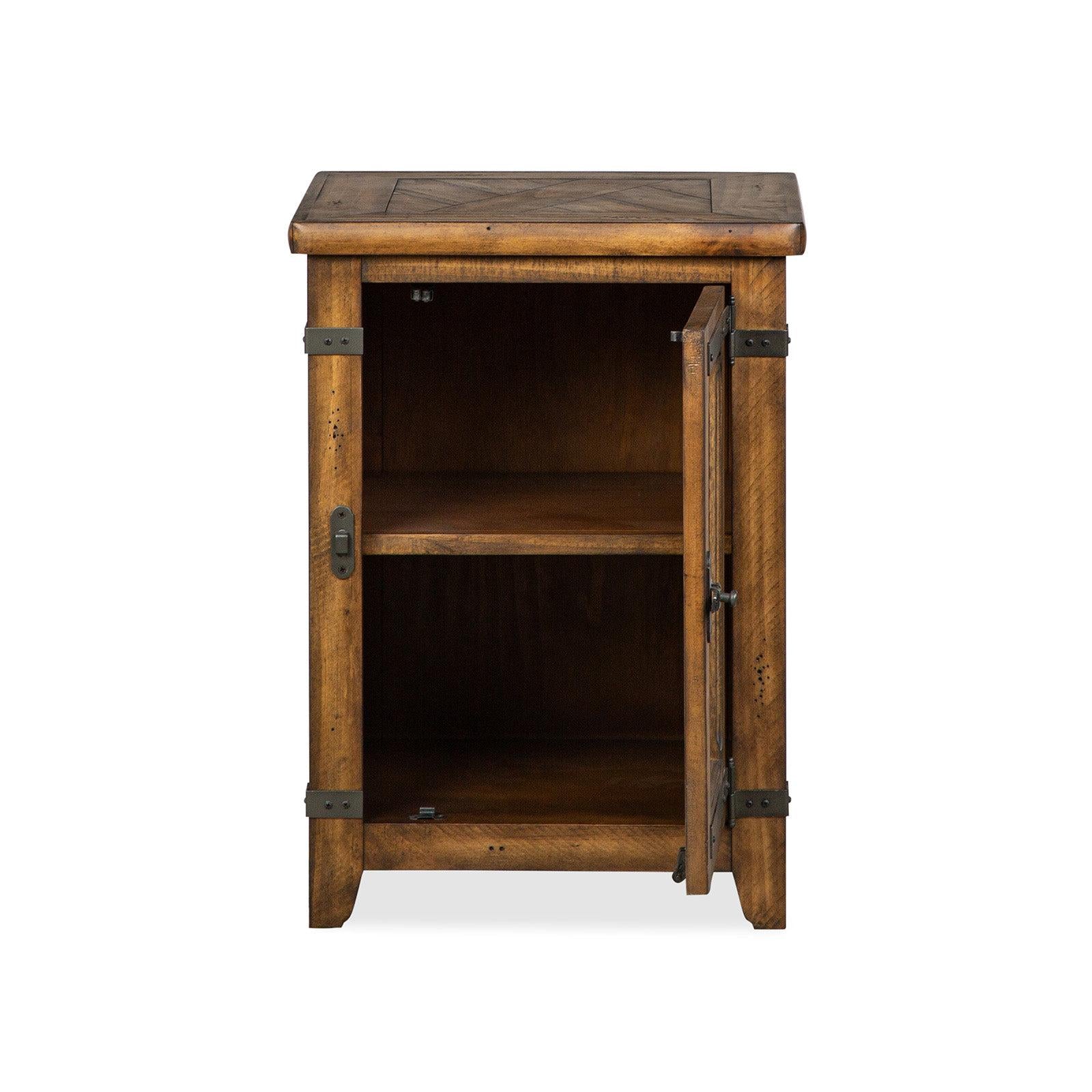Magnussen Home Chesterfield Farmhouse Timber Chairside End Table