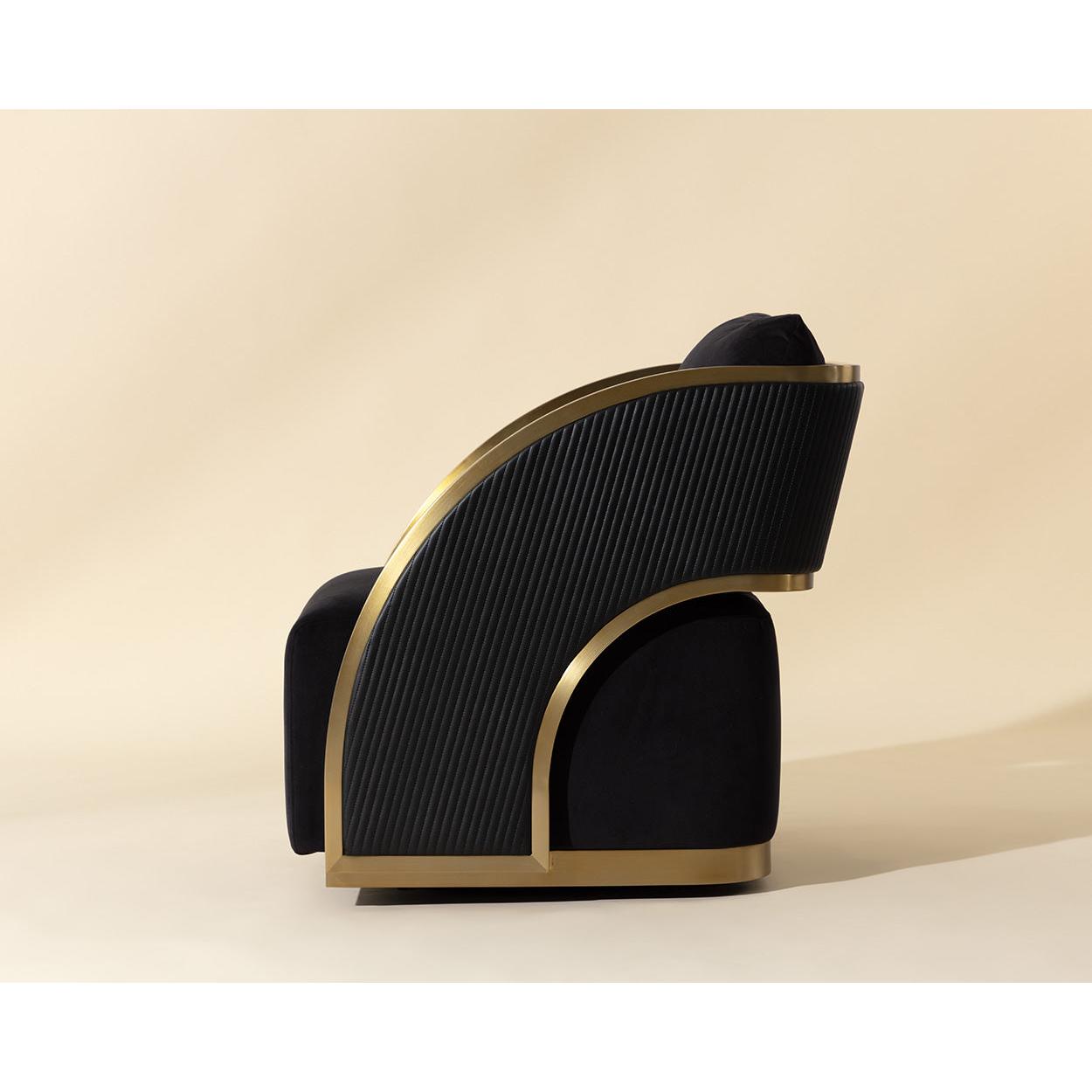 Sunpan Baz Swivel Black Lounge Chair
