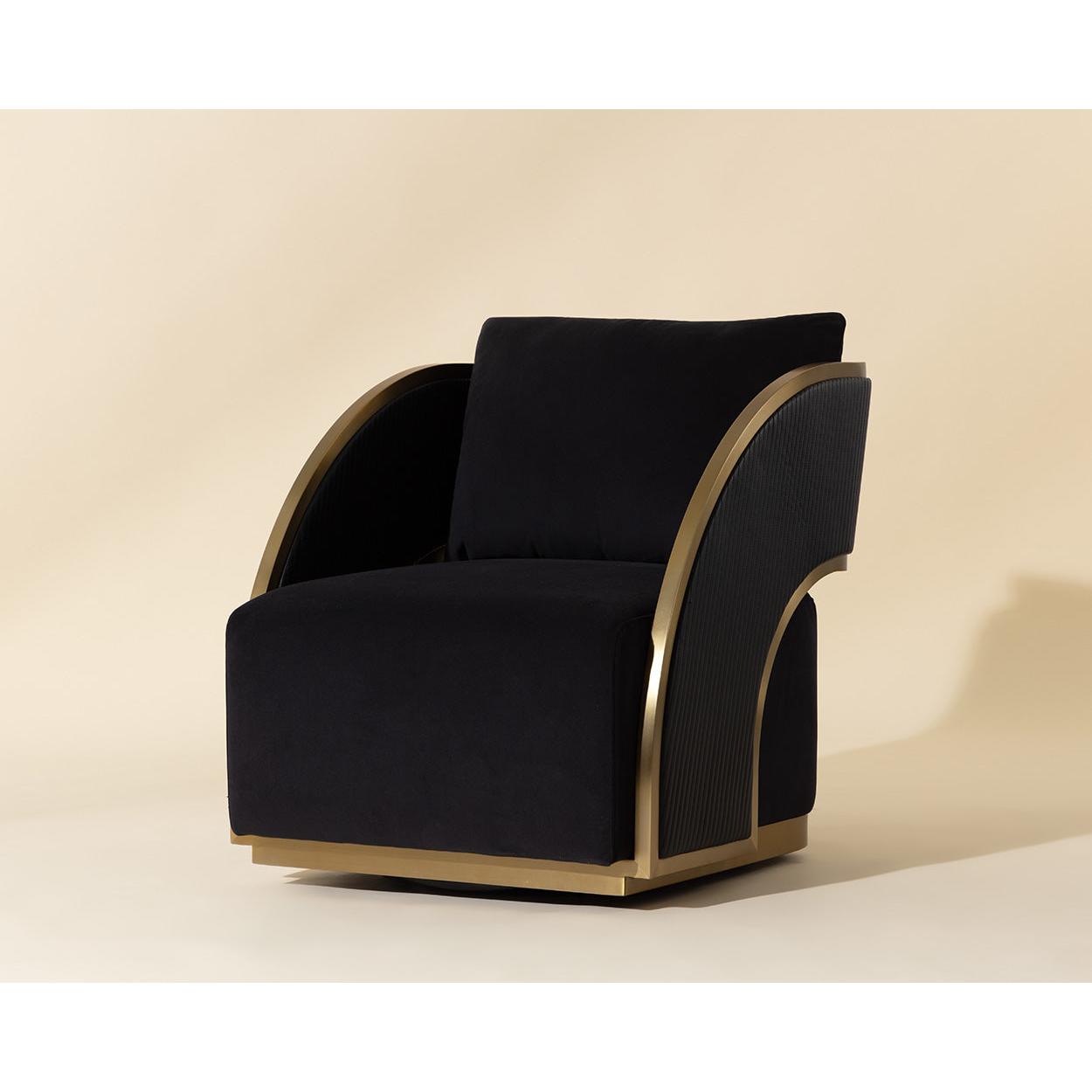 Sunpan Baz Swivel Black Lounge Chair