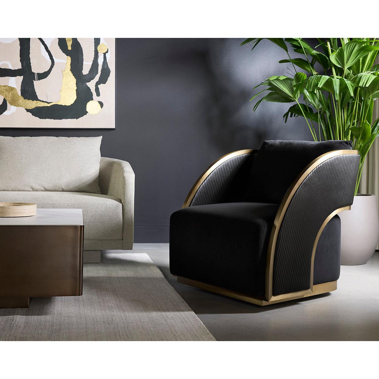 Sunpan Baz Swivel Black Lounge Chair