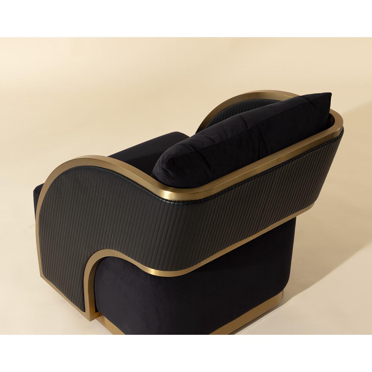 Sunpan Baz Swivel Black Lounge Chair
