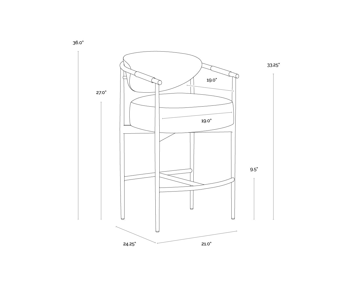 Sunpan Heloise Counter Stool - Bravo Black