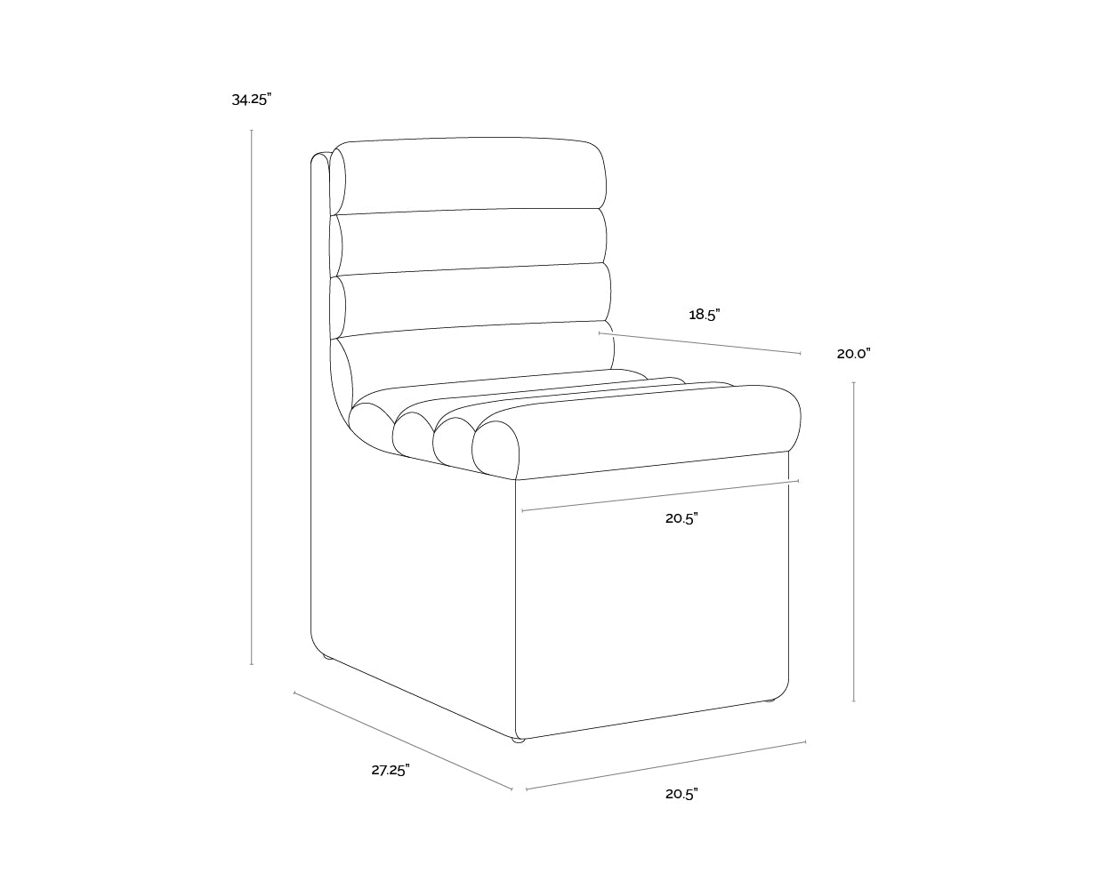 Sunpan Norm Wheeled Dining Chair