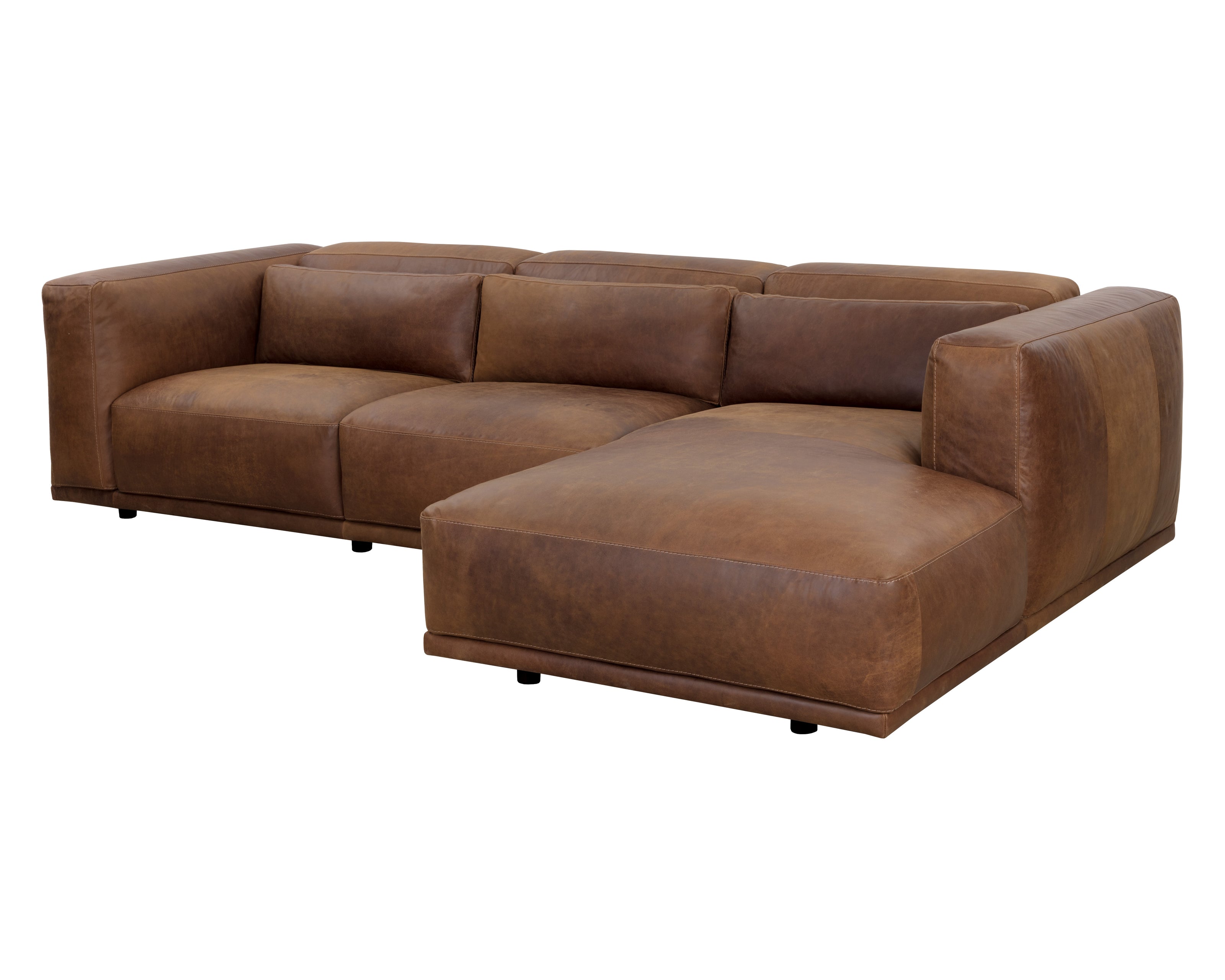 Sunpan Beau Sofa Chaise - Raf - Lucia Tobacco Leather
