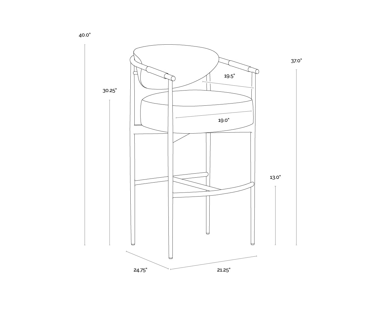 Sunpan Heloise Barstool - Bravo Black