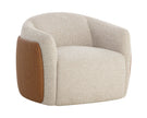 Sunpan Caris Swivel Lounge Chair - Santa Cruz Oatmeal / Milliken Cognac