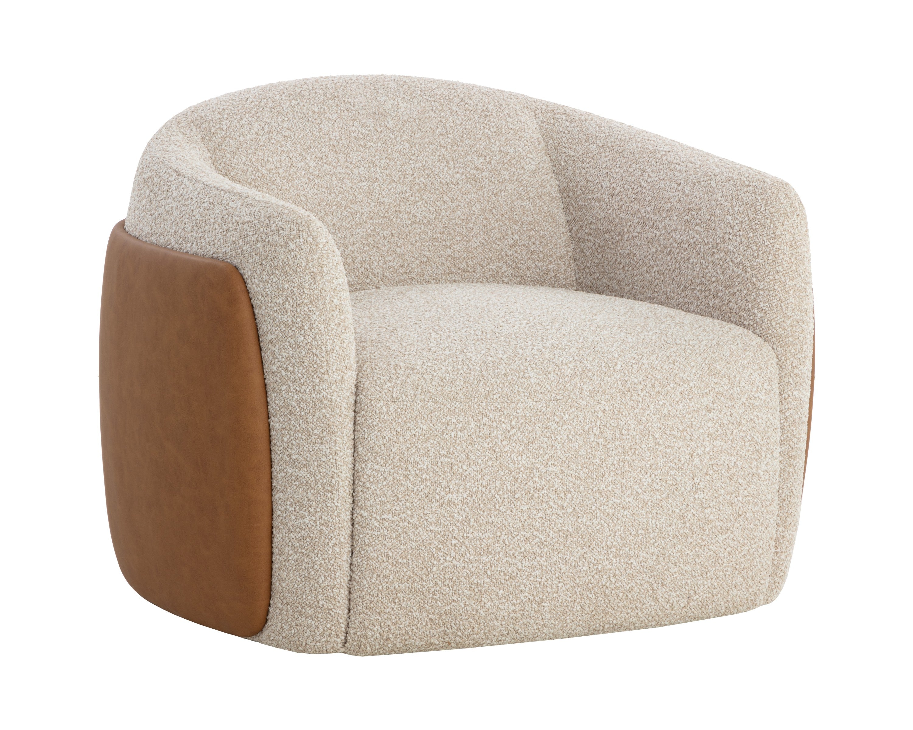 Sunpan Caris Swivel Lounge Chair - Santa Cruz Oatmeal / Milliken Cognac