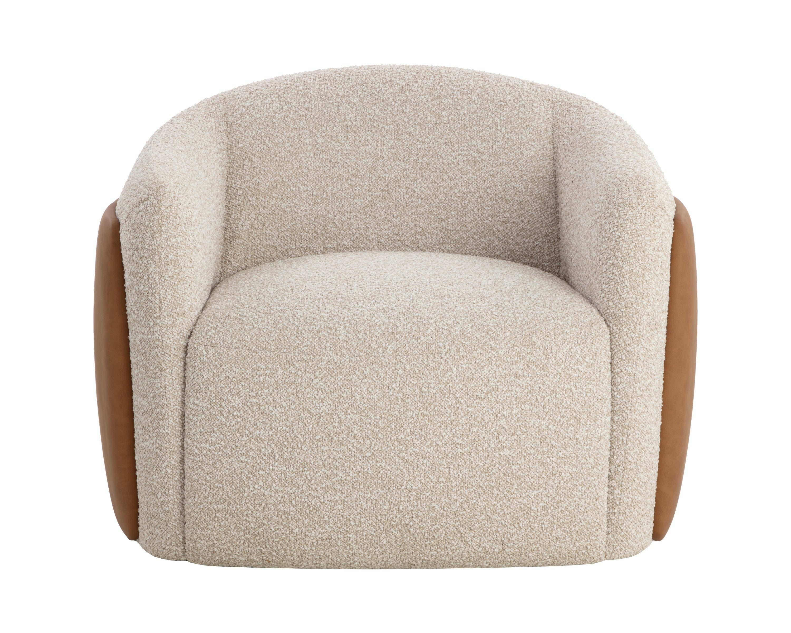Sunpan Caris Swivel Lounge Chair - Santa Cruz Oatmeal / Milliken Cognac