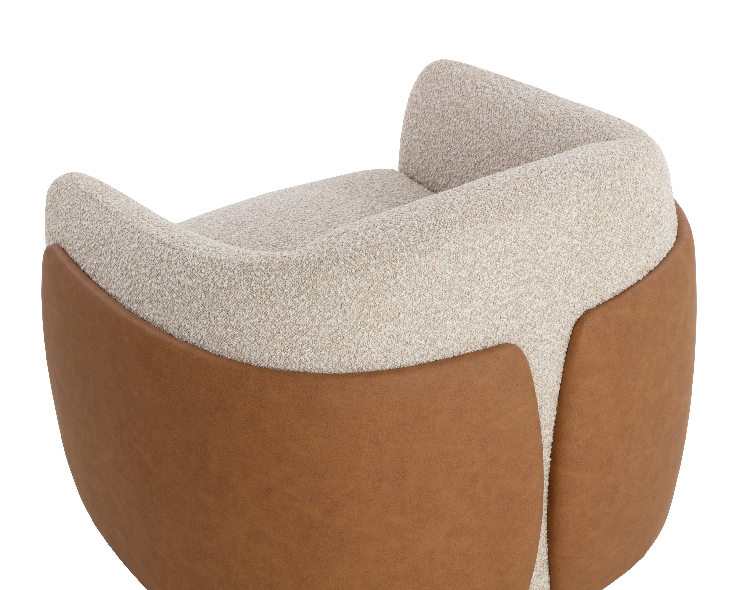 Sunpan Caris Swivel Lounge Chair - Santa Cruz Oatmeal / Milliken Cognac