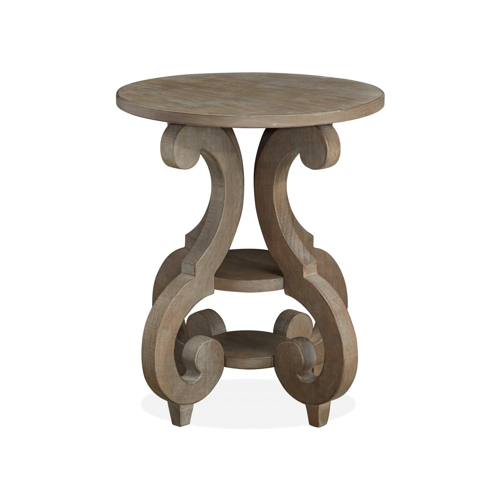 Magnussen Home Tinley Park Dove Tail Grey Round Accent End Table