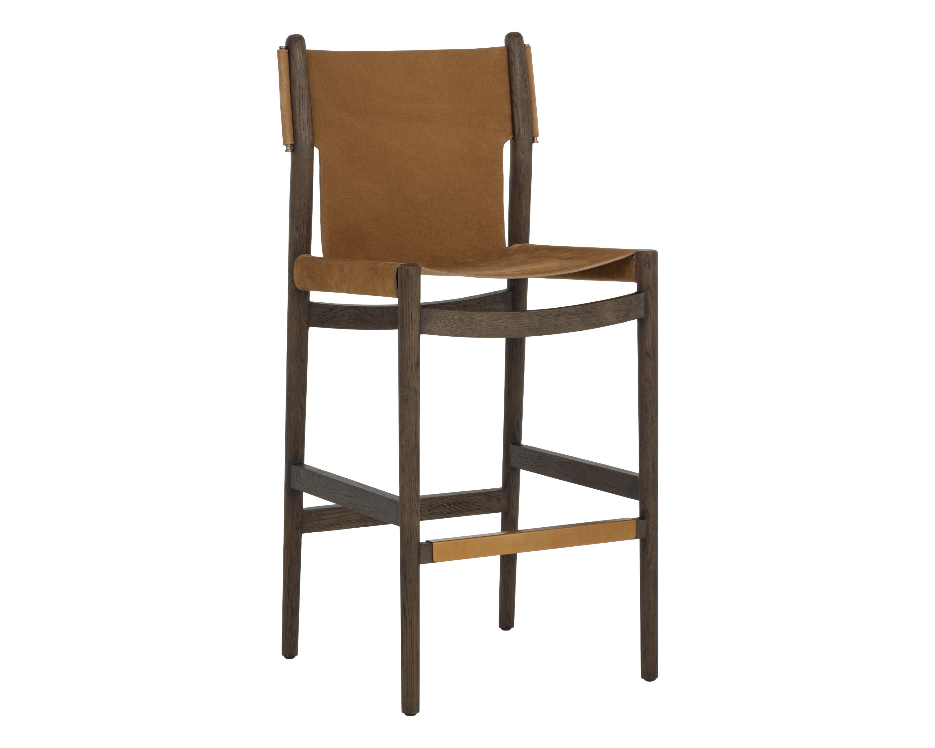 Sunpan Argus Barstool - Nubuck Caramel Leather