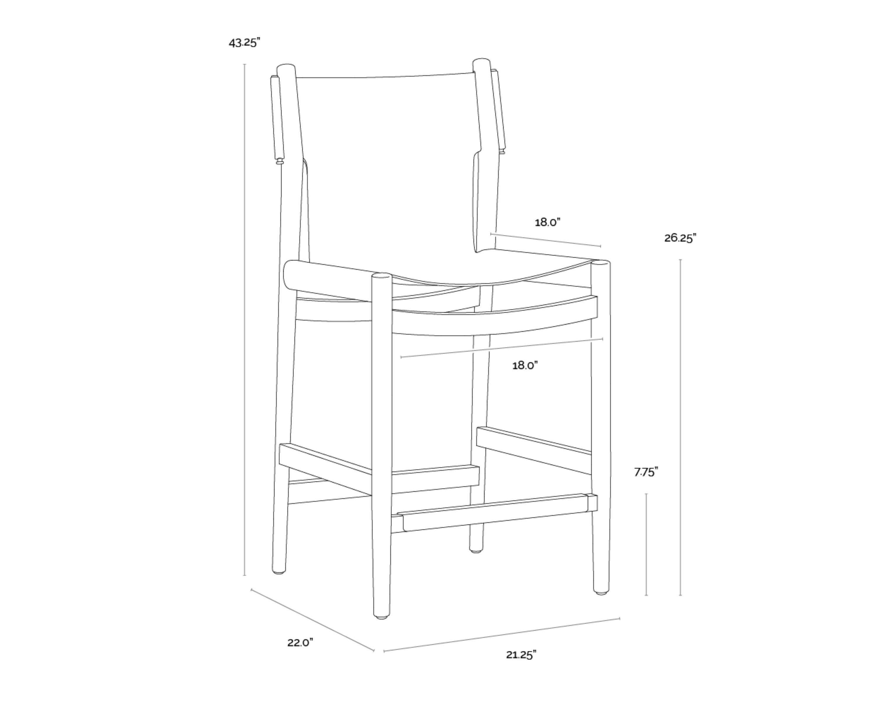 Sunpan Argus Counter Stool - Nubuck Caramel Leather