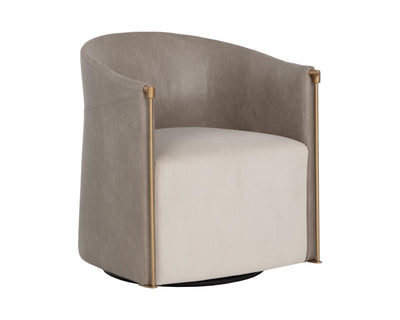 Sunpan Leontine Swivel Lounge Chair - Meg Taupe / Ivanhoe Mineral