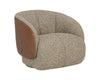 Sunpan Camie Swivel Lounge Chair - Torched Meringue / Cognac Leather
