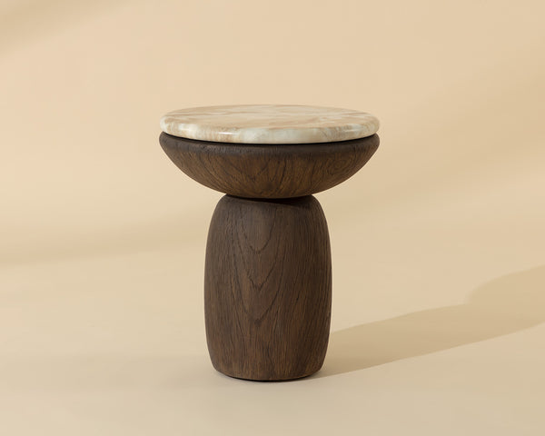 Sunpan Orula End Table - Marble Look - Macchiato
