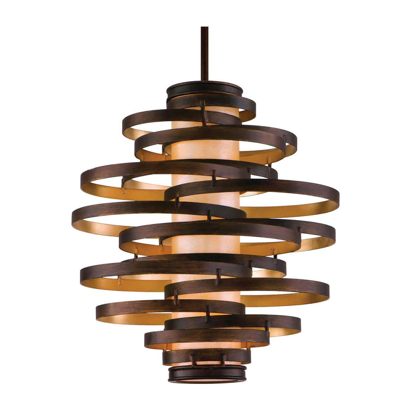 Corbett Vertigo 2 Light Bronze And Gold Leaf Chandelier Ceiling Light