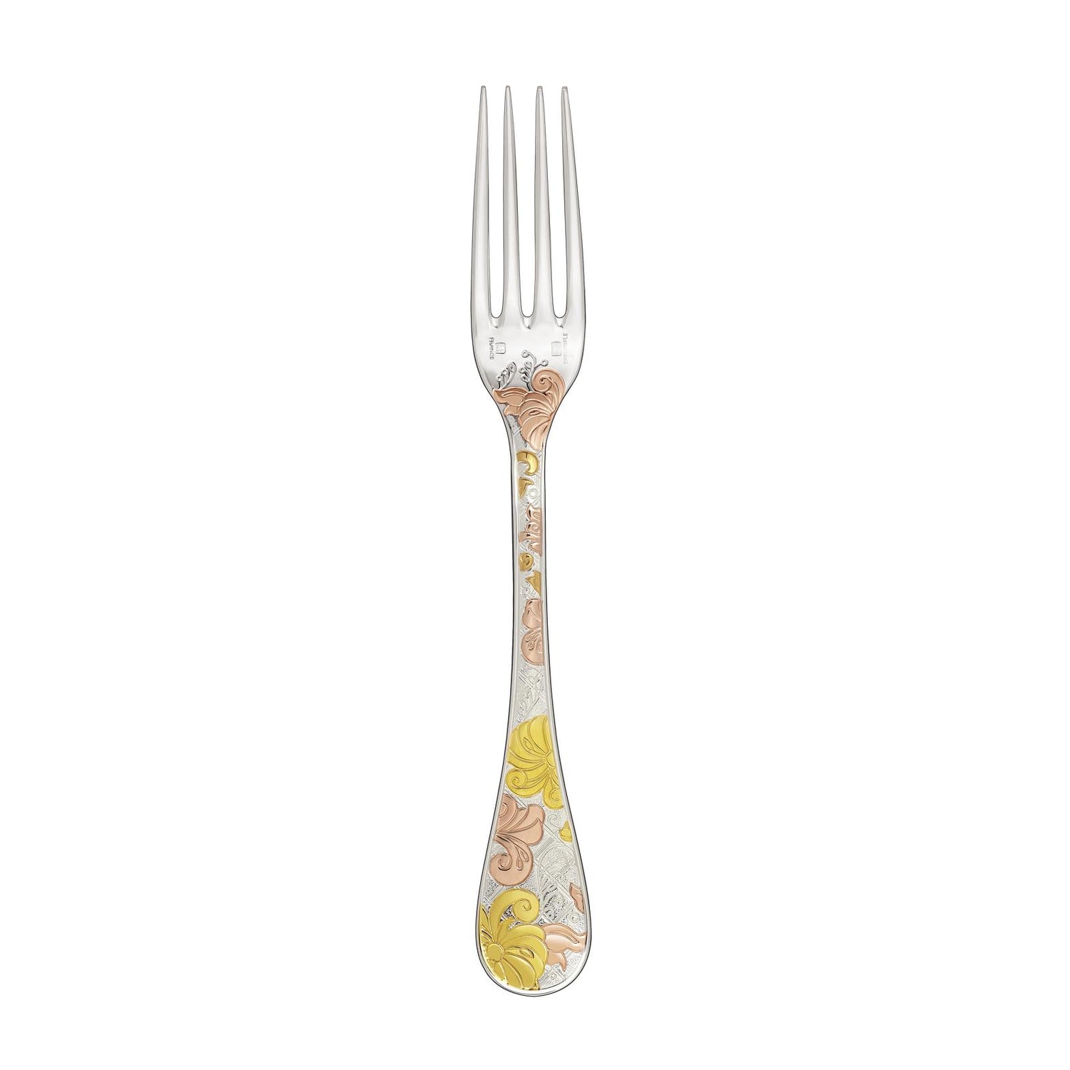 Christofle Jardin d'Eden Silver Plated Gold Accents Dinner Fork - Rose Gold And Gold Two Golds