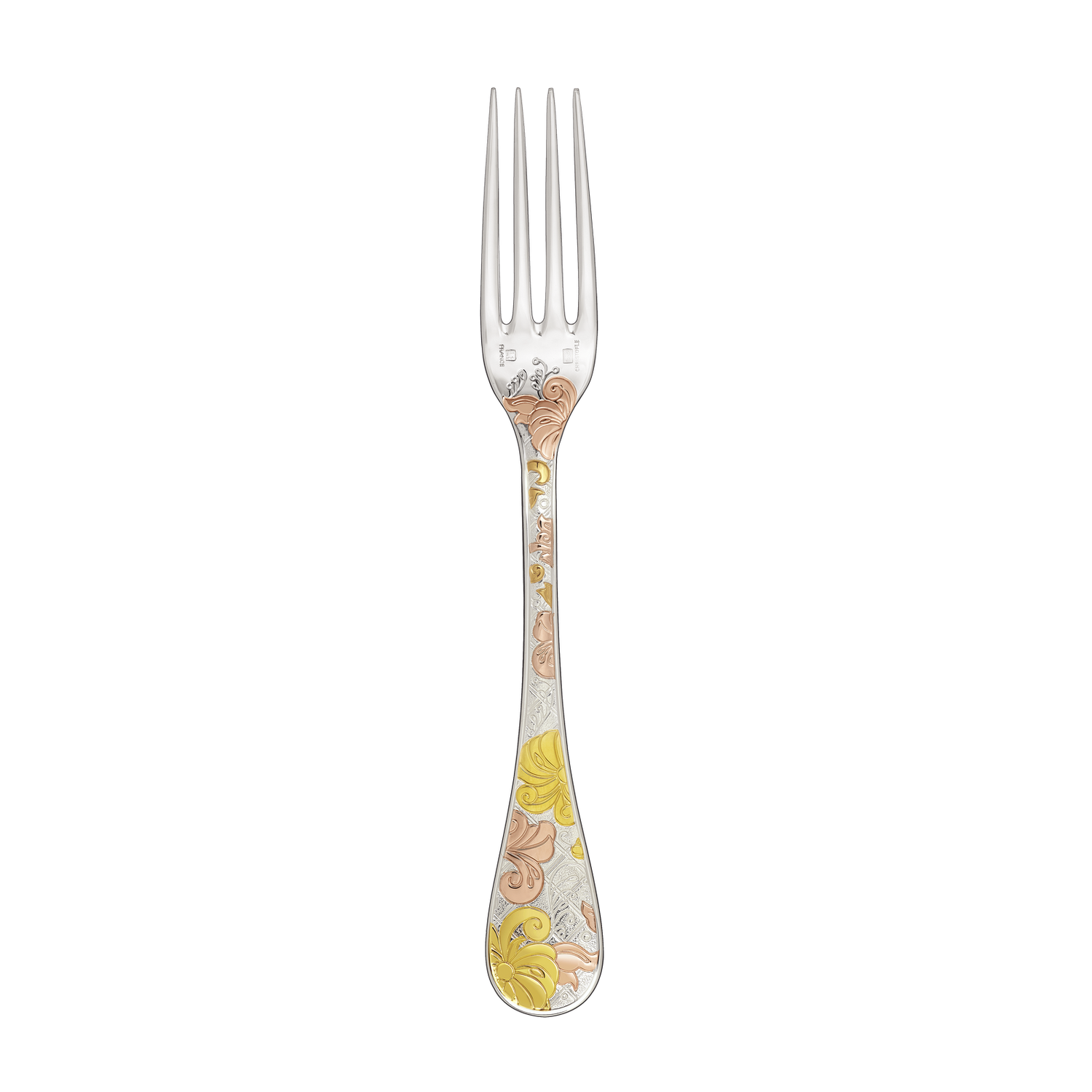 Christofle Jardin d'Eden Silver Plated Gold Accents Dinner Fork - Rose Gold And Gold Two Golds