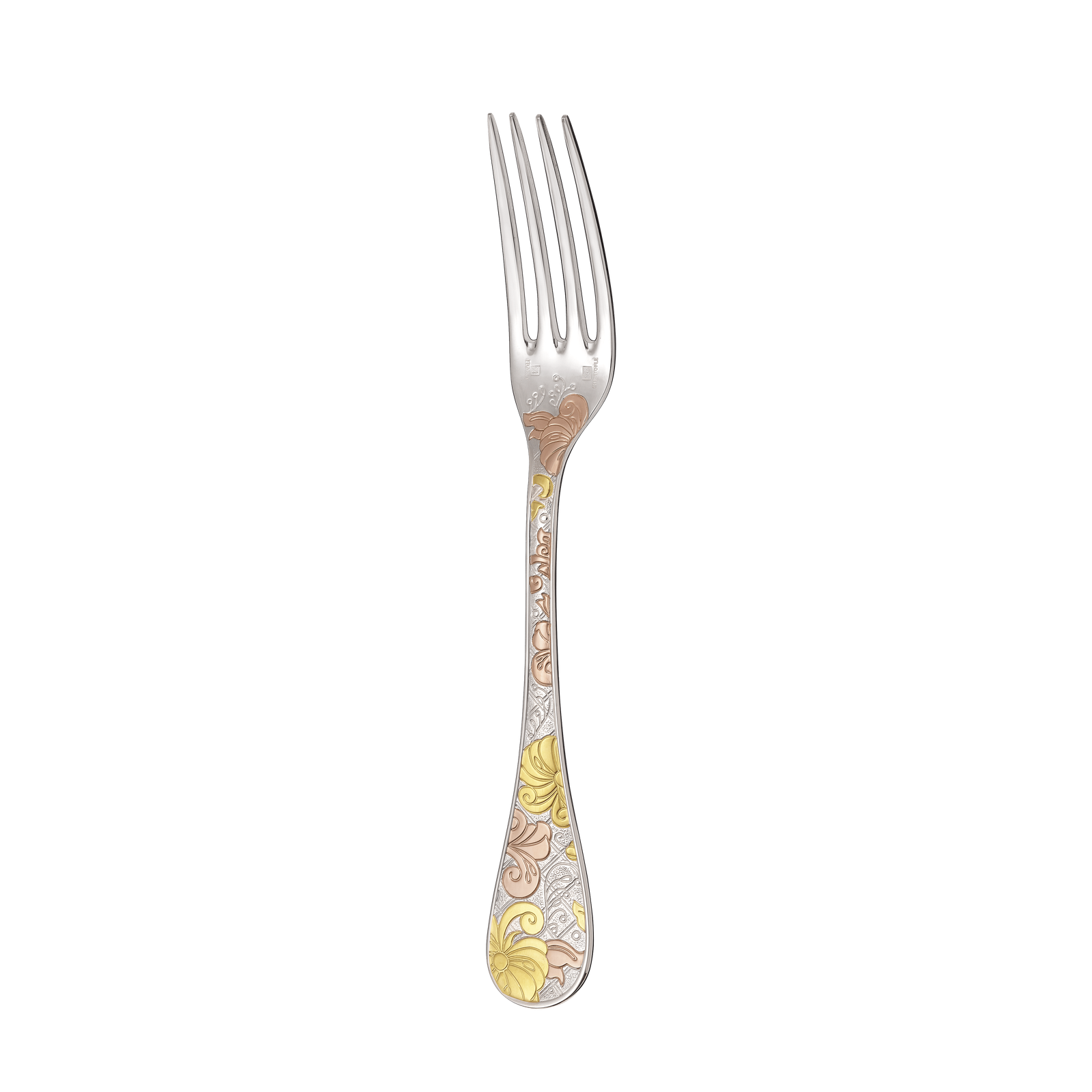 Christofle Jardin d'Eden Silver Plated Gold Accents Dinner Fork - Rose Gold And Gold Two Golds