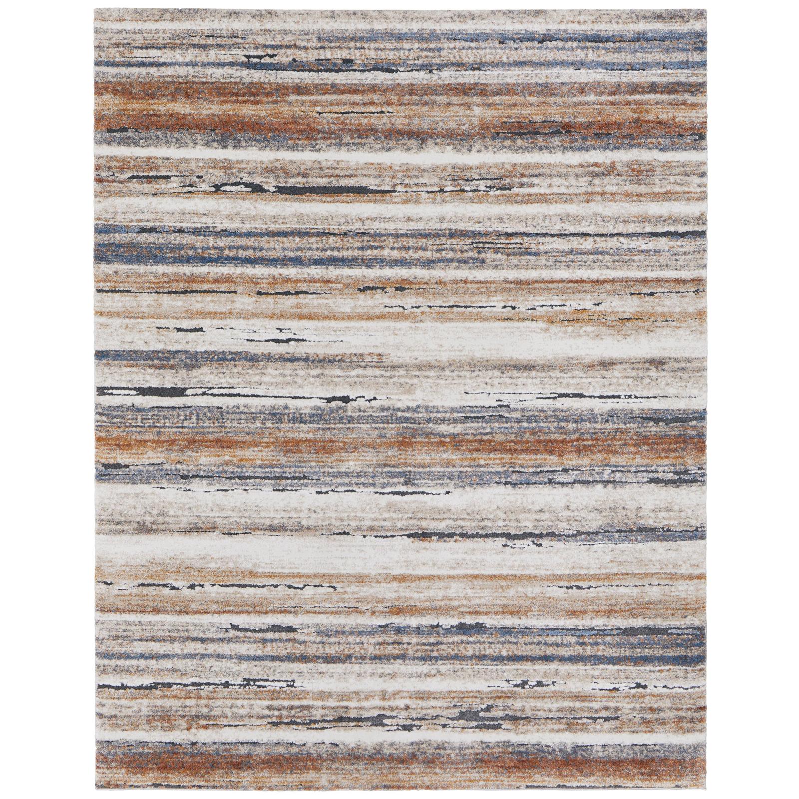 Feizy Gilmore 39MQF Modern Stripes, Ivory/Orange/Gray, Rug