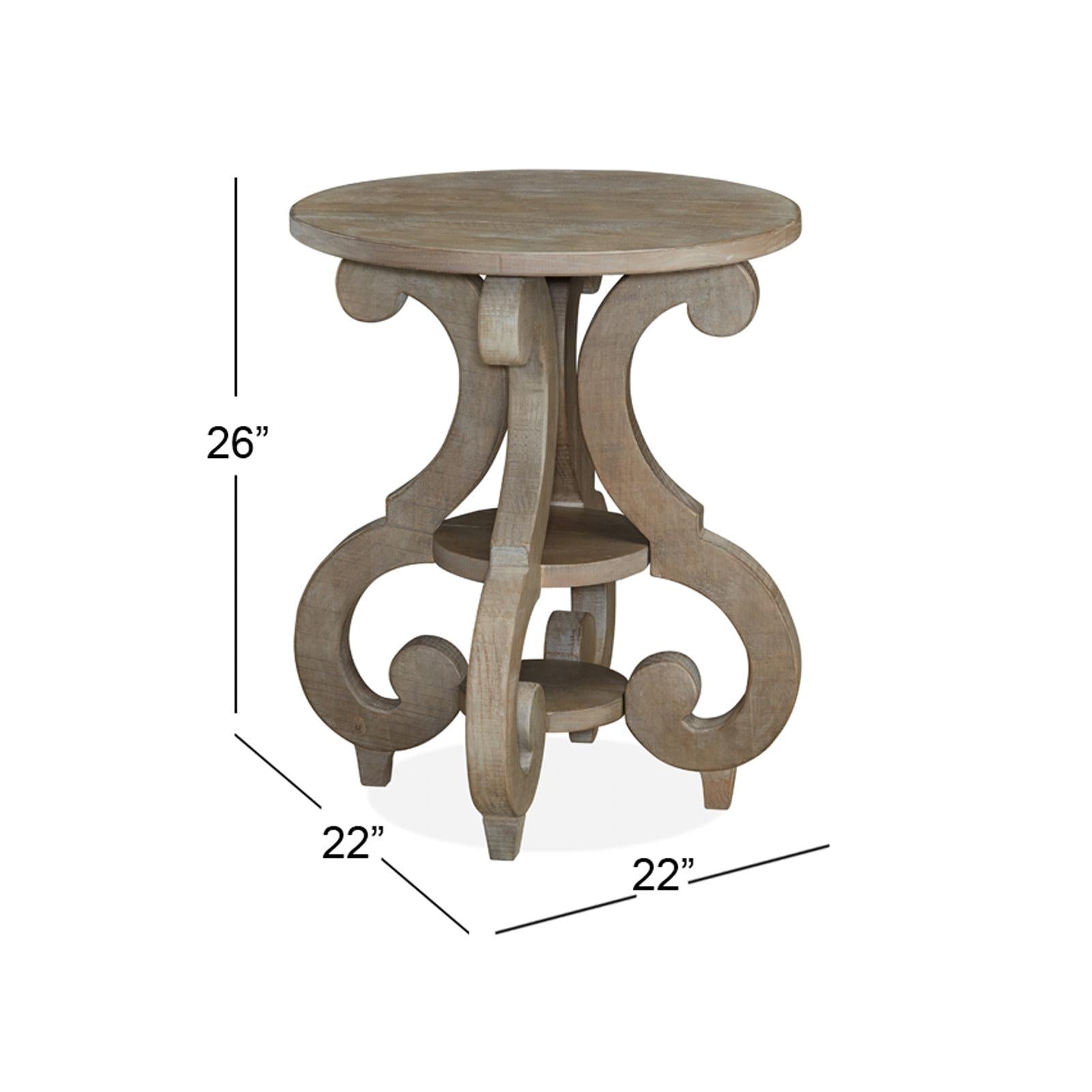 Magnussen Home Tinley Park Dove Tail Grey Round Accent End Table