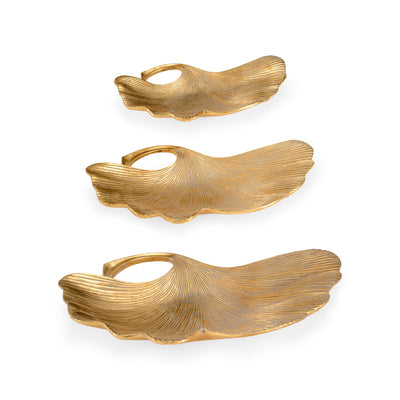 Chelsea House Gold Lotus Leaf Trays - Set of 3