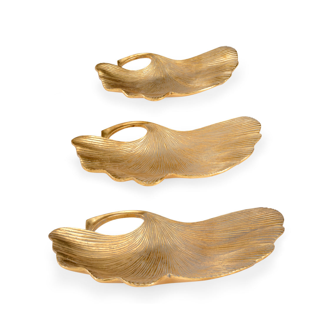 Chelsea House Gold Lotus Leaf Trays, Set of 3
