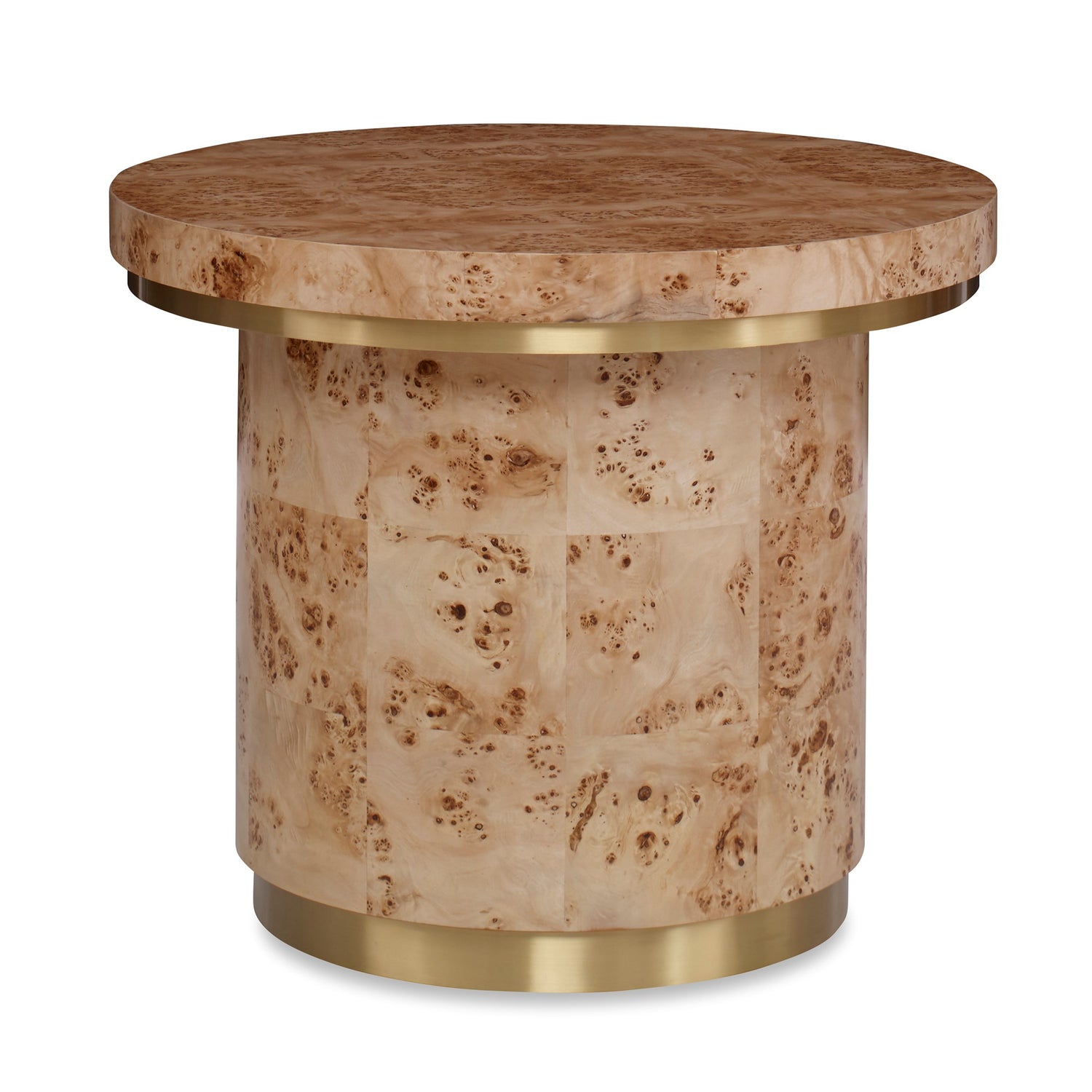 Ambella Burl Round End Table w/ Clear Coat