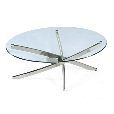 Magnussen Home Zila Brushed Nickel Oval Cocktail Table