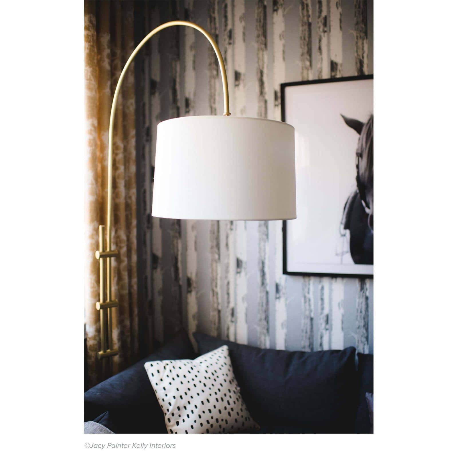 Arc Floor Lamp with Fabric Shade