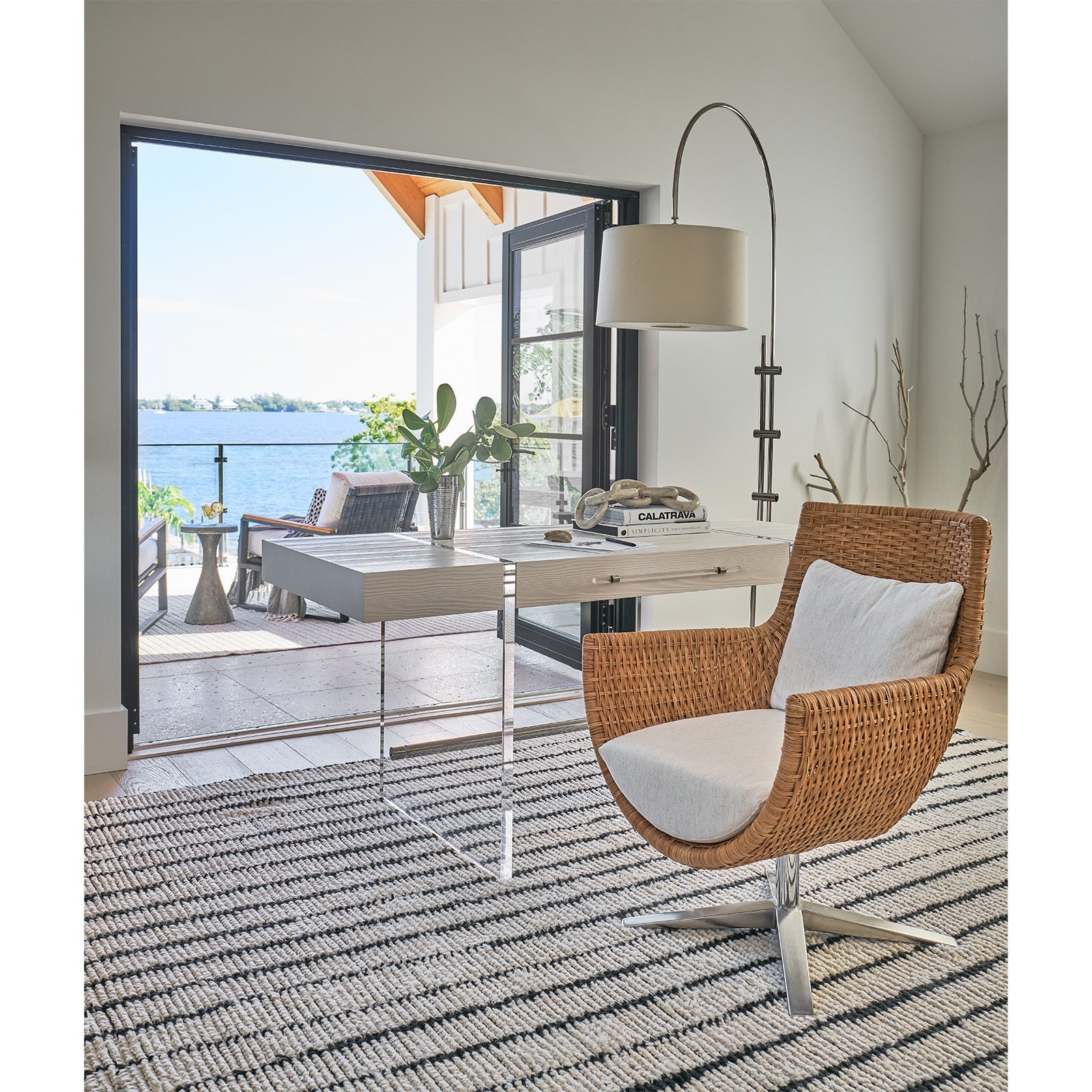 Arc Floor Lamp with Fabric Shade