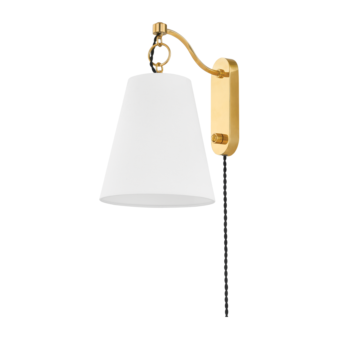 Hudson Valley Lighting Joan 1 Light 6.25 inch Aged Brass Plug-in Sconce Wall Light