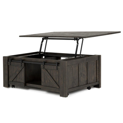Magnussen Home Garrett Weathered Charcoal Rectangular Lift Top Cocktail Table With Casters