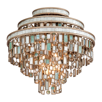 Corbett Dolcetti 3 Light Champagne Leaf Semi Flush Ceiling Light