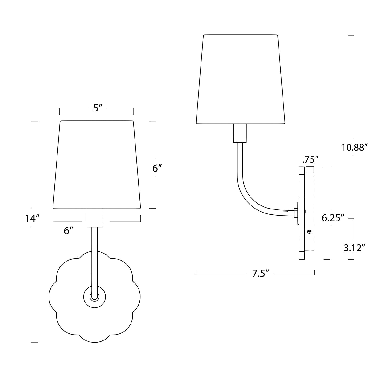 Regina Andrew Camilla Bent Arm Sconce
