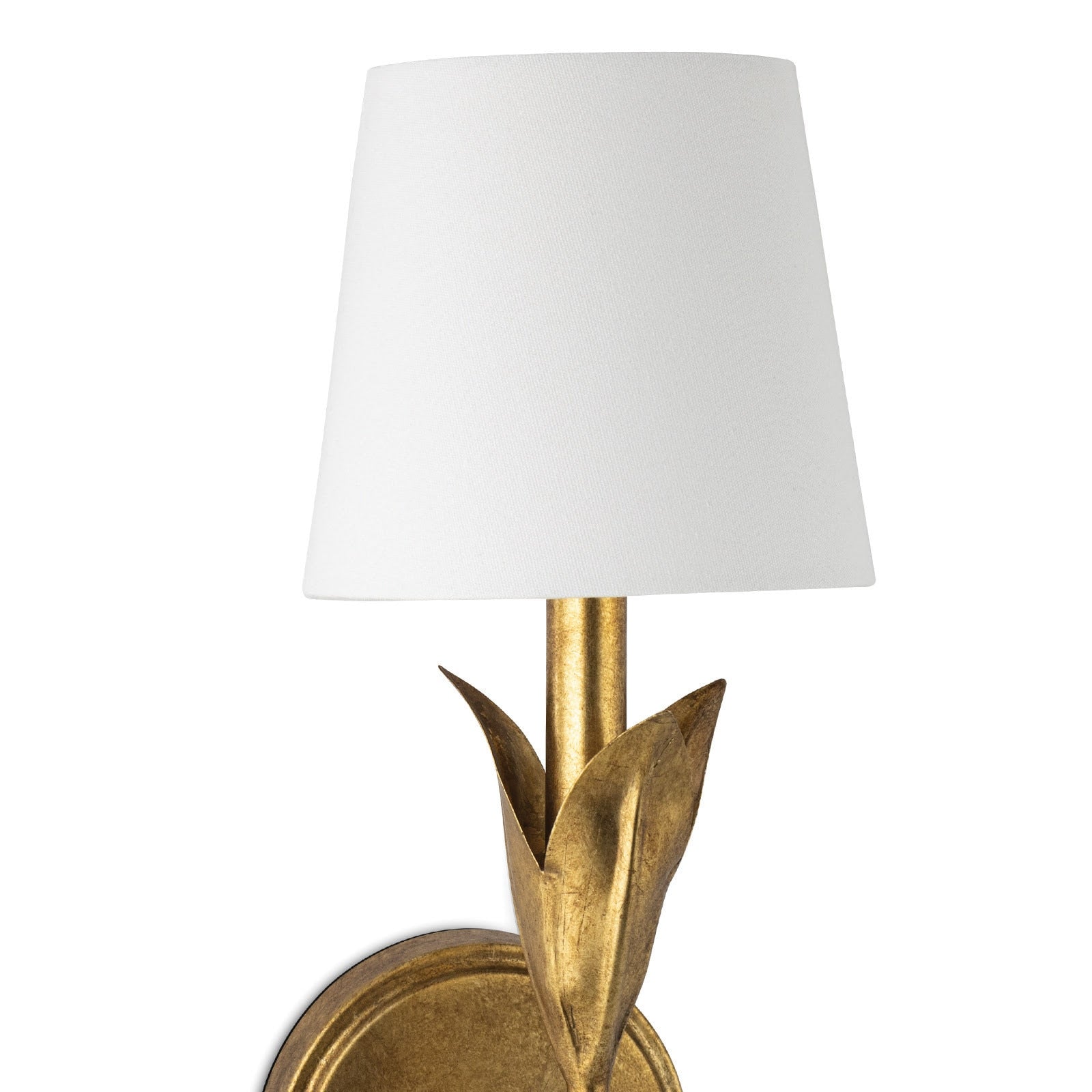 Regina Andrew River Reed Antique Gold Leaf with Natul Linen Shade Sconce