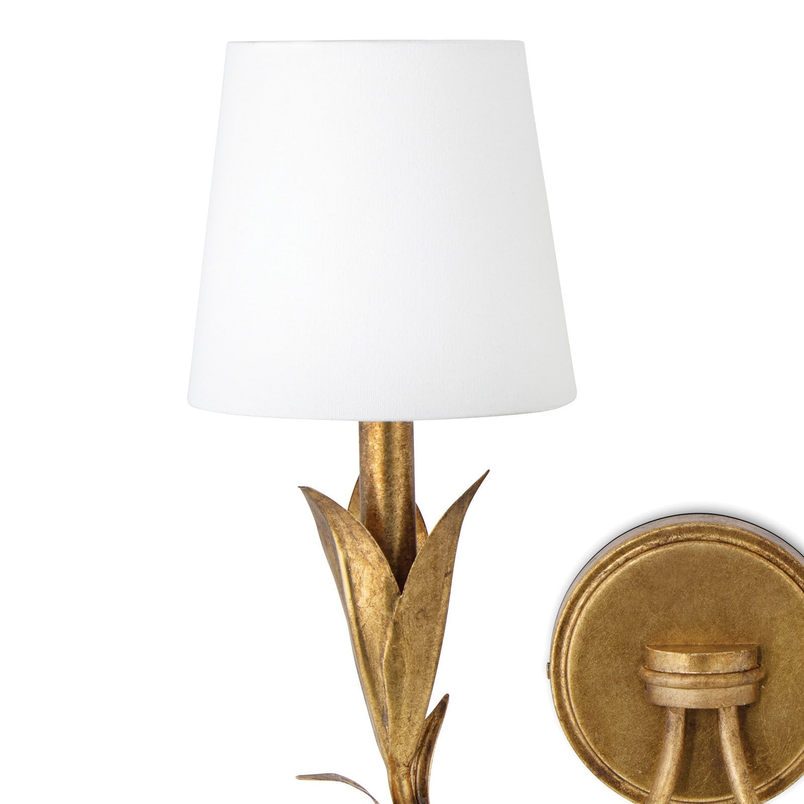 Regina Andrew River Reed Antique Gold Leaf with Natul Linen Shade Sconce