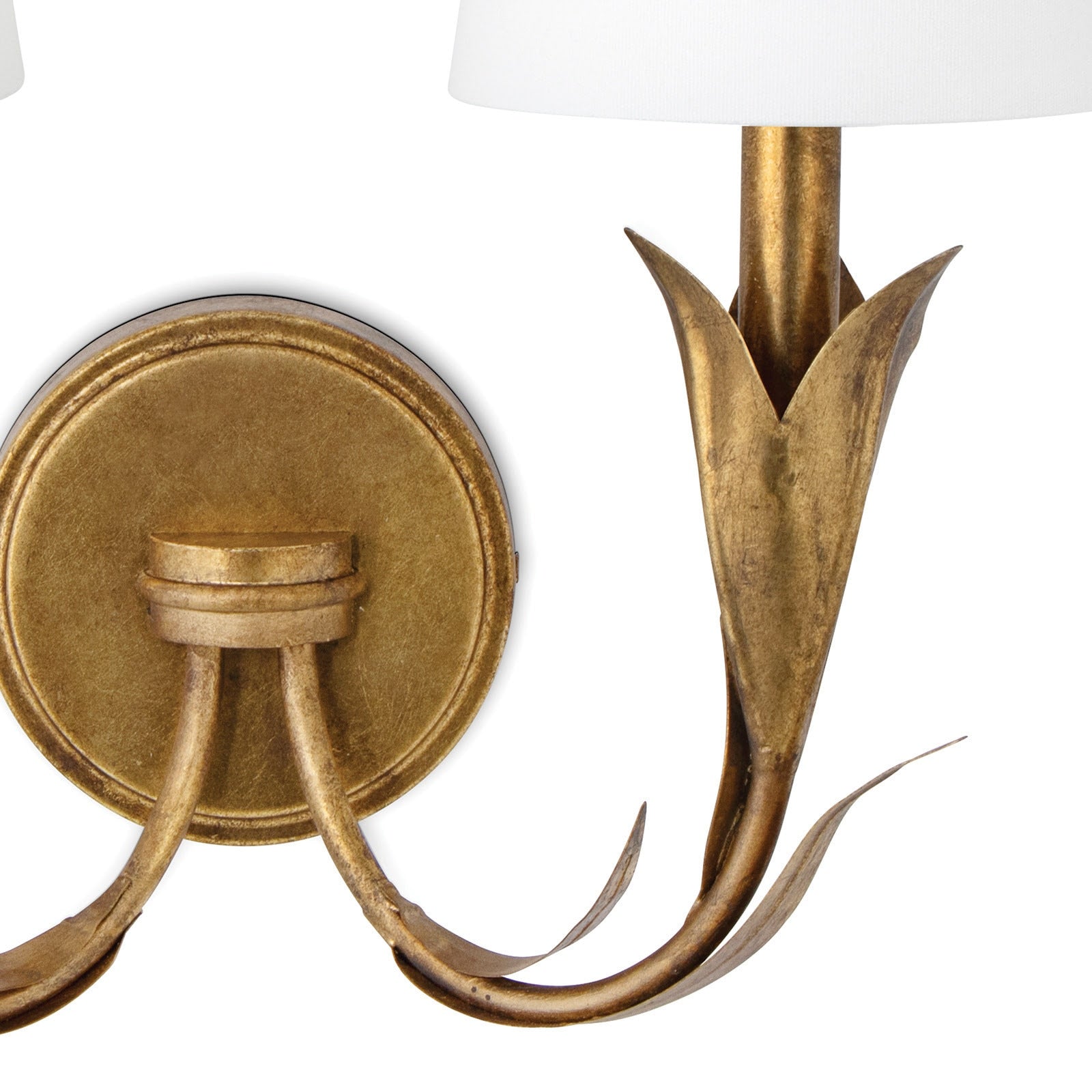 Regina Andrew River Reed Antique Gold Leaf with Natul Linen Shade Sconce