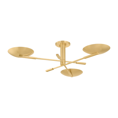 Hudson Valley Lighting Johnson 3 Light Aged Brass Semi Flush Ceiling Light