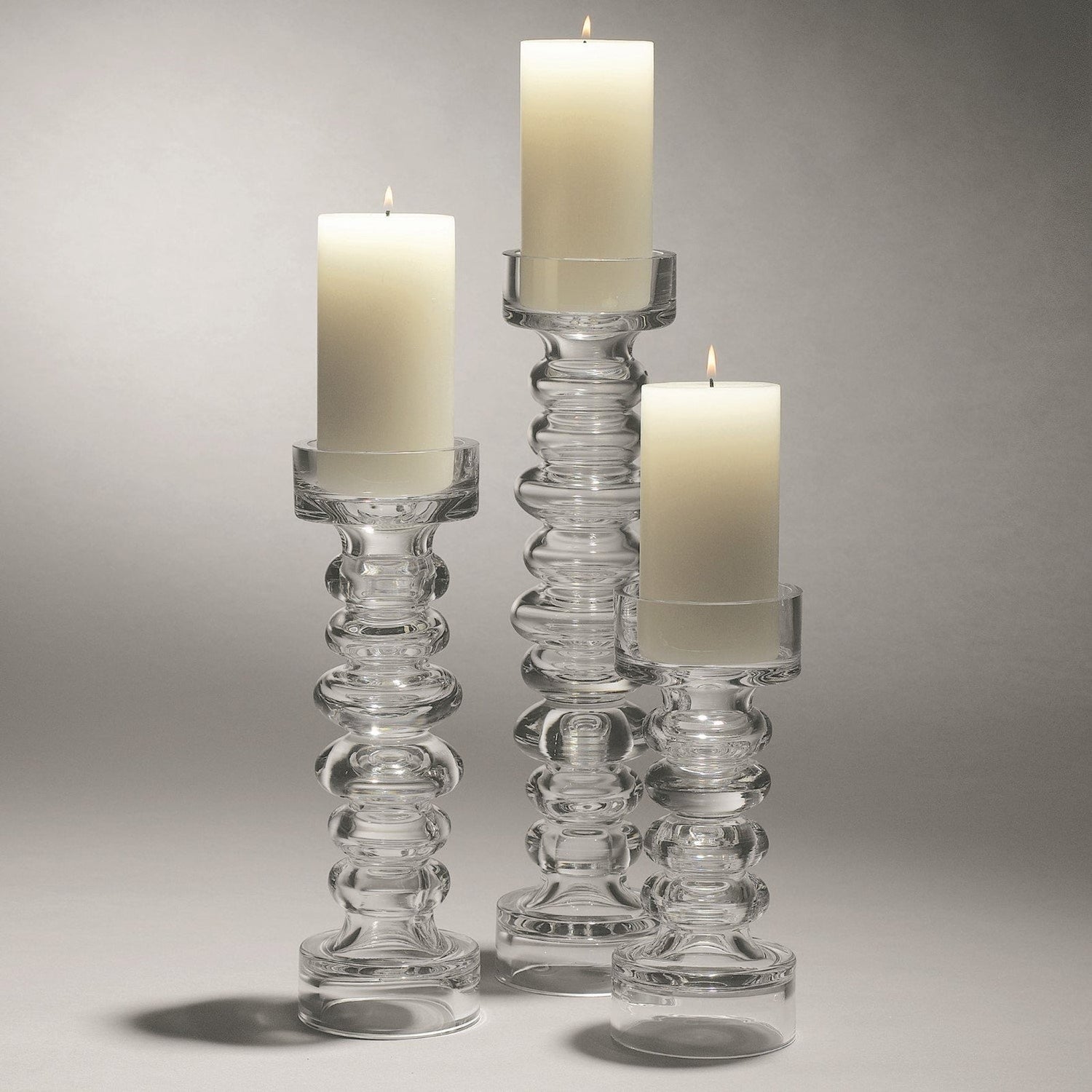 Global Views Glass Ribbed Candleholder