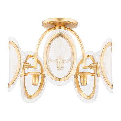 Hudson Valley Lighting Danes 5 Light 19.5 inch Vintage Gold Leaf Semi Flush Ceiling Light