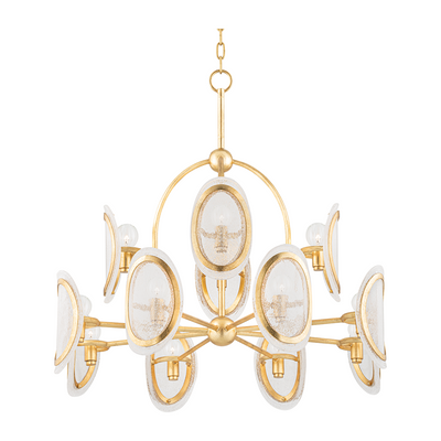 Hudson Valley Lighting Danes 12 Light 34 inch Vintage Gold Leaf Chandelier Ceiling Light