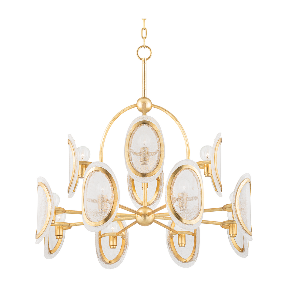 Hudson Valley Lighting Danes 12 Light 34 inch Vintage Gold Leaf Chandelier Ceiling Light