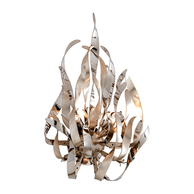 Corbett Graffiti 2 Light Silver Leaf Polished Stainless Wall Sconce Wall Light Clearance